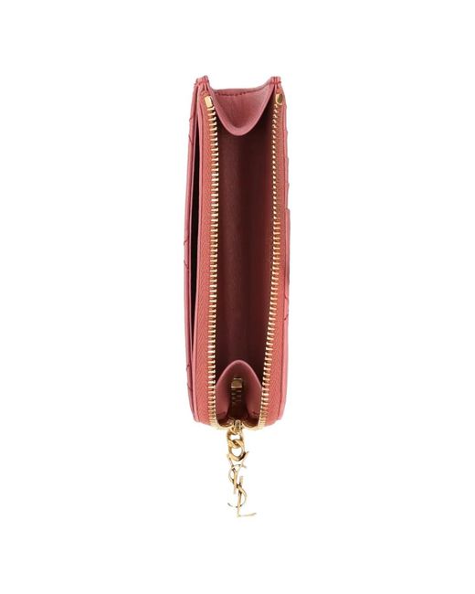 Saint Laurent Pink Cassandre Bijou Zip Card Holder