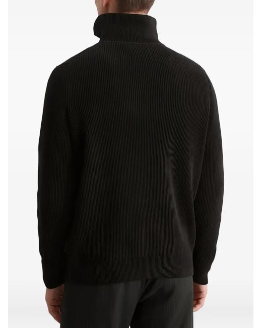 Marc O' Polo Black Ribbed Quarter-Zip Sweater for men