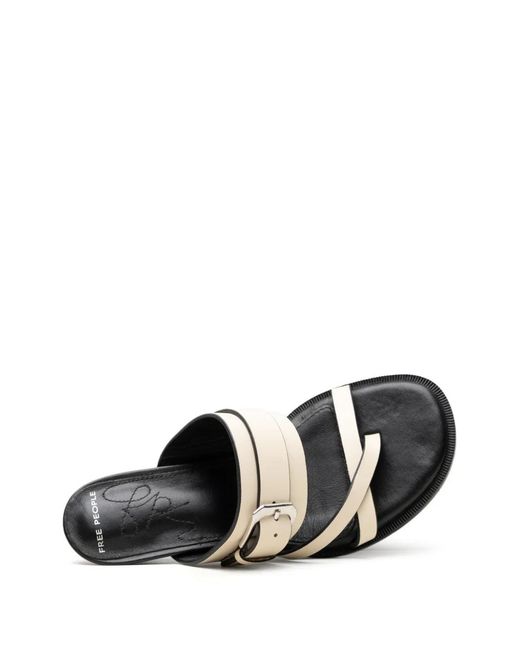 Free People White Buckle-Detail Leather Sandals