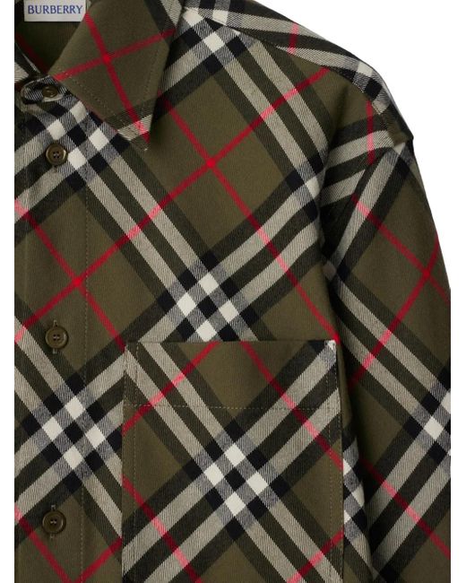 Burberry Gray Iconic Check Cotton Shirt for men