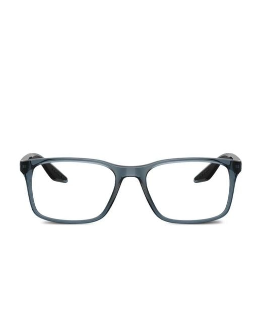 Prada Linea Rossa Blue Rectangle-Frame Glasses for men