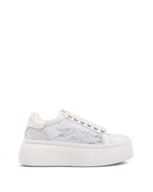 Karl Lagerfeld White Kreeper Orchid Low-Top Sneakers