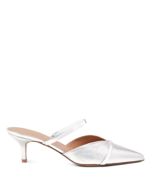 Malone Souliers White Frankie Mules 45mm