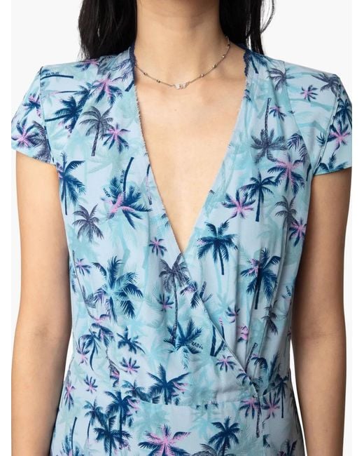 Zadig & Voltaire Blue Palm Tree-Print Dress
