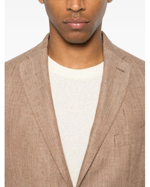 Boglioli Natural Blazer Boutonné À Chevrons for men
