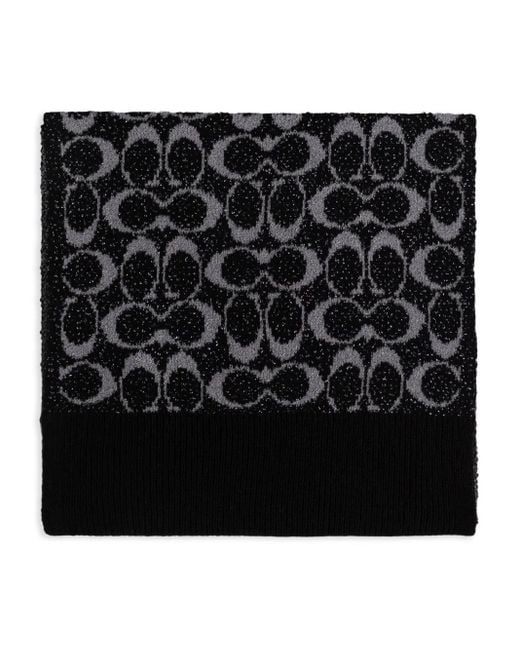COACH Black Logo-Pattern Scarf