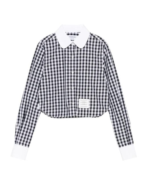 Thom Browne White Gingham Peter-Pan Collar Shirt