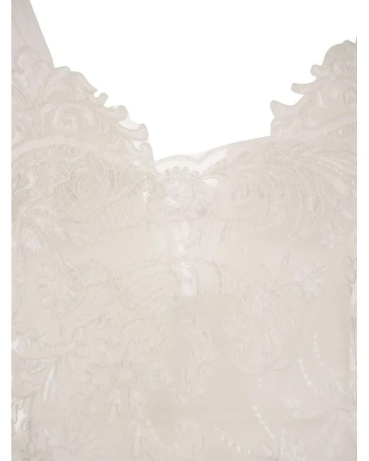 Maurizio Mykonos White Embroidered Tie-Shoulder Top