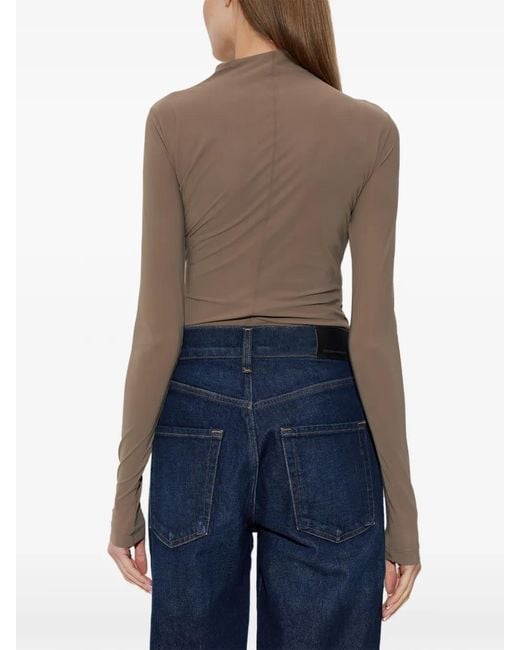 Agolde Brown Lupin Ruched Bodysuit