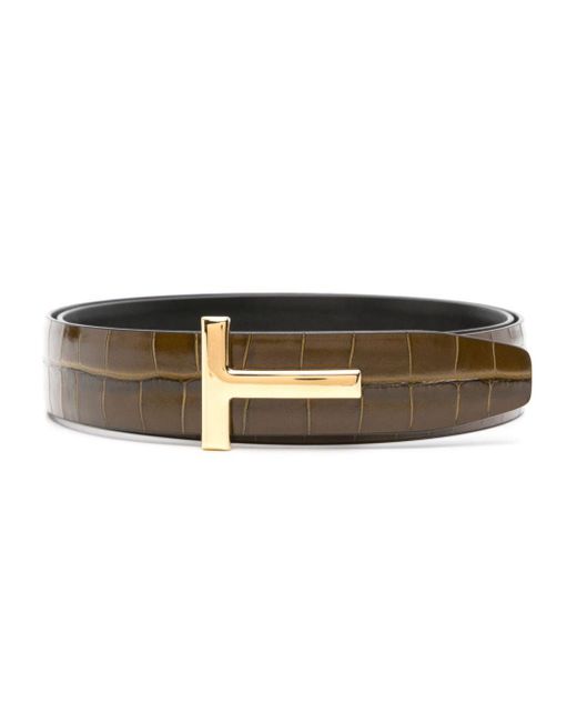 Tom Ford Green Croc-Effect Belt for men