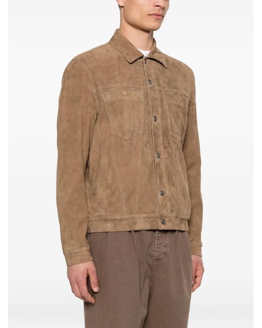 Giorgio Brato Natural Button-Up Leather Jacket for men