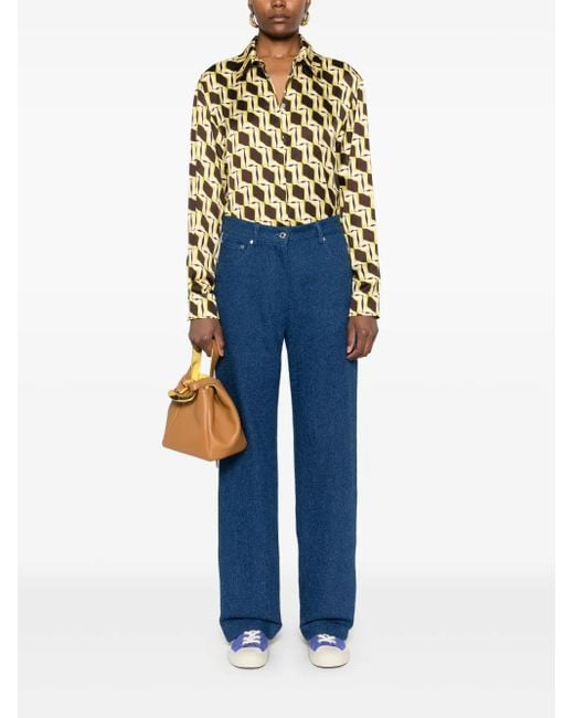 MSGM Natural Geometric-Print Shirt