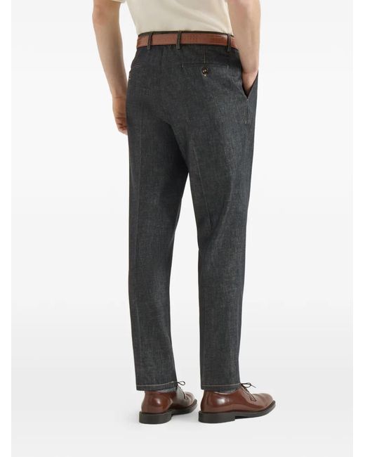 Brunello Cucinelli Black No-Fade Lightweight Denim Trousers With Pleat for men