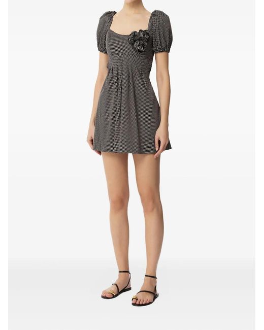 Elisabetta Franchi Black Polka-Dot Short Sleeve Dress