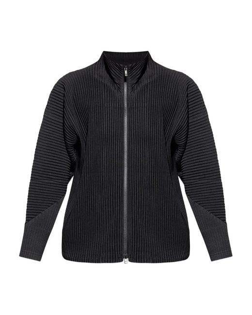 Homme Plissé Issey Miyake Blue Pleated Zip-Fastening Jacket for men