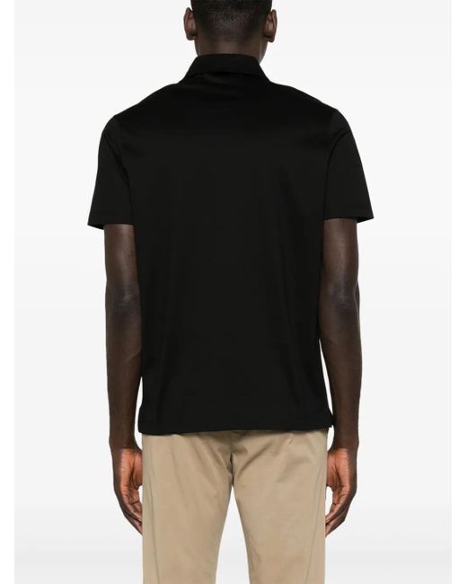 Paul & Shark Black Logo-Plaque Polo Shirt for men