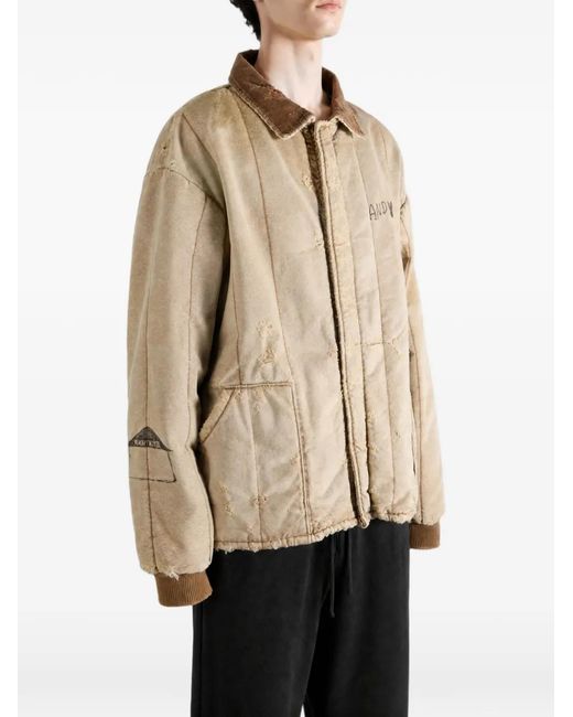 PALY Natural Distressed-Effect Quilted Jacket