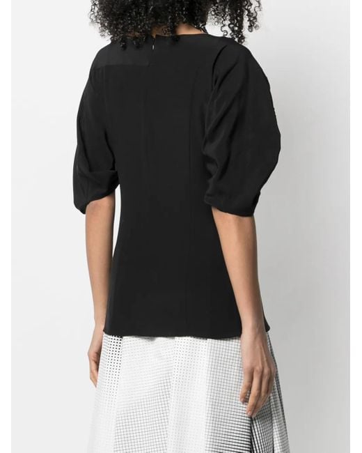 Prada Black Lace-Panel Silk Blouse