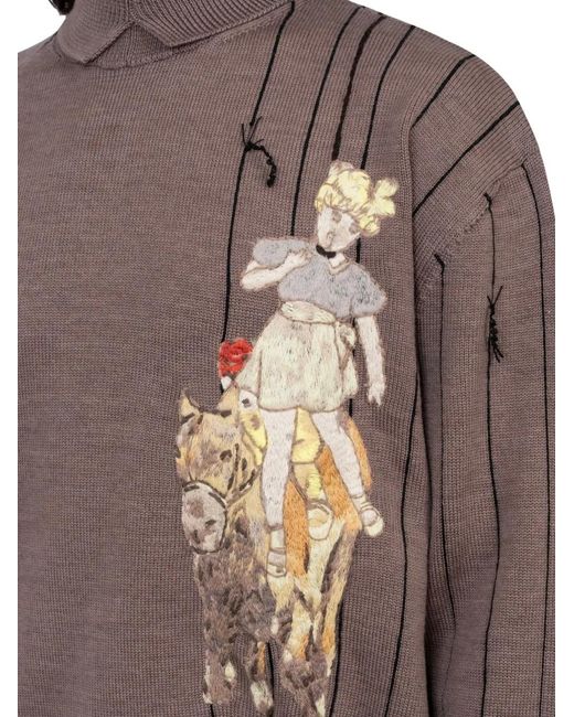 Enfants Riches Deprimes Brown Embroidered Pinstripe Sweater for men