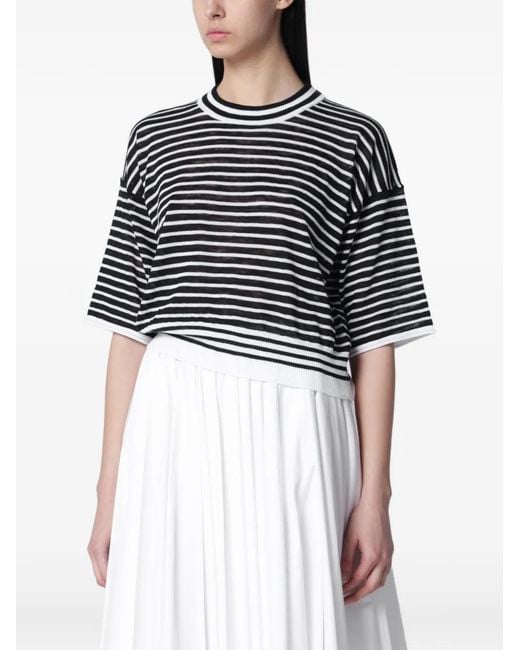 Roberto Collina Black Striped Crew-Neck T-Shirt