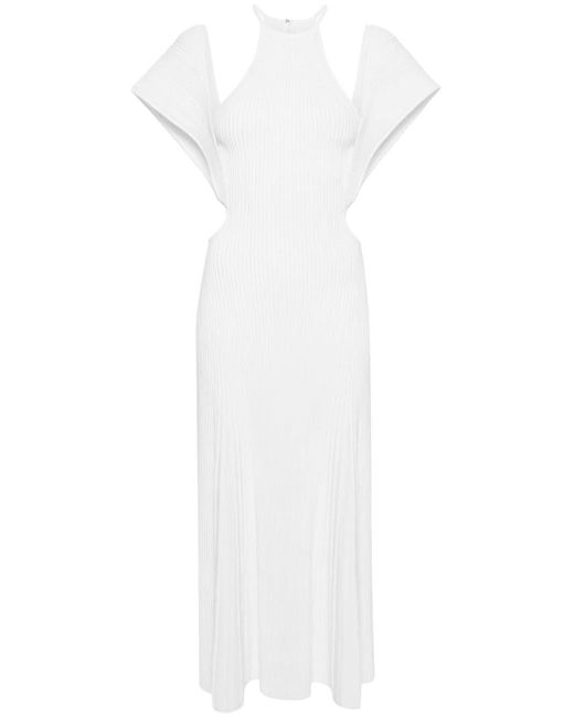 Chloé White Geripptes Kleid mit Cut-Outs
