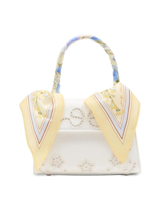Self-Portrait White Floral-Detail Tote Bag