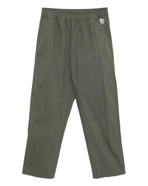 Aape By A Bathing Ape Green Logo-Plaque Trousers for men