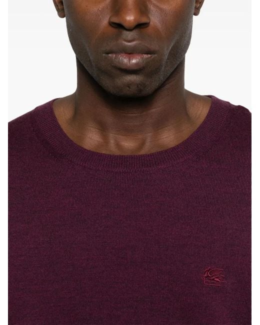 Etro Purple Knitted C-Neck for men