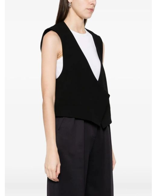 AMI Wollen Mouwloze Jas in het Black