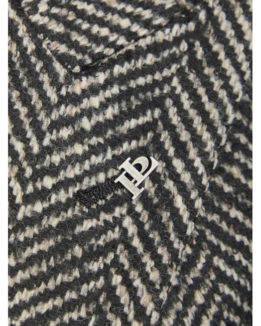 Tagliatore Black Pino Lerario Herringbone Coat for men