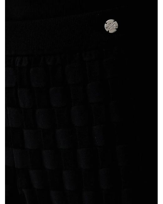 Karl Lagerfeld Black Basket-Weave Faux-Pearl-Embellished Trousers