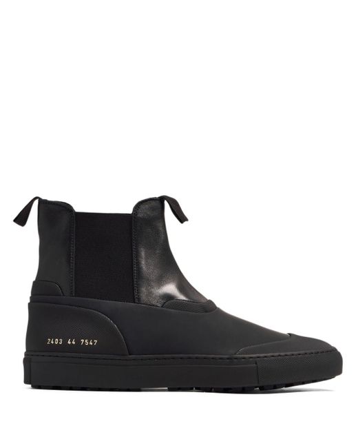 Common Projects Black Logo-stamp Leather Chelsea Boots for men