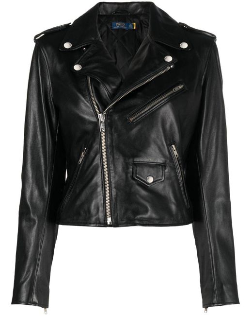 Polo Ralph Lauren Synthetic Asym Motojkt-lined-moto Jacket in Black | Lyst