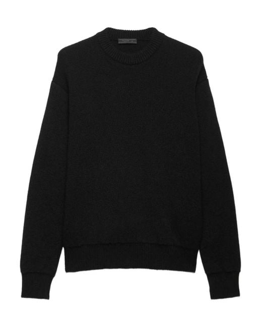 Prada Black Cashmere Crew-Neck Sweater for men
