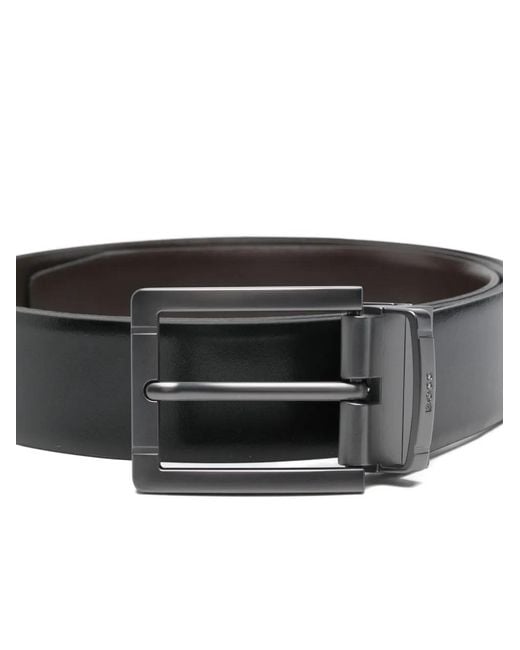 Boss Gray Logo Leather Belt for men