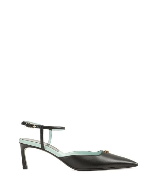 Sergio Rossi Black Surge Ankle-Strap Logo-Detail Pumps