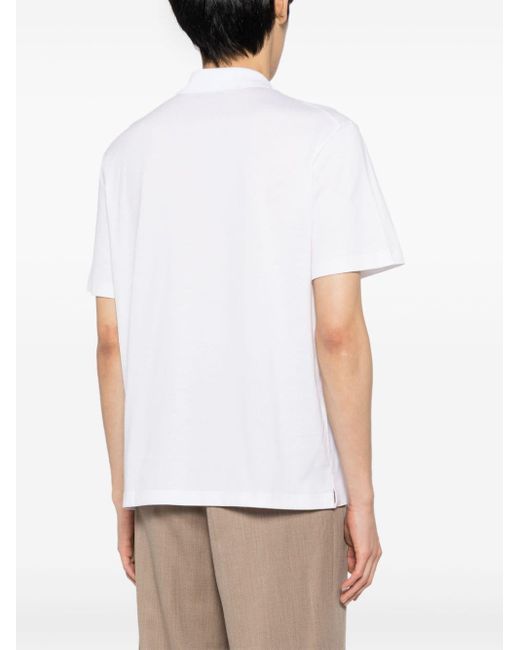 Brioni White Logo-tag Cotton Polo Shirt for men