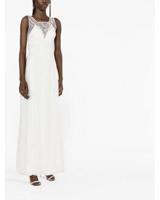 Alberta Ferretti White Embroidered Silk Maxi Dress