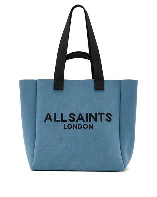 AllSaints Blue Izzy Logo-Detail Tote Bag