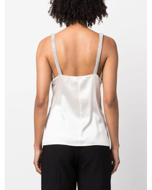 Fabiana Filippi White Metallic-Trim Satin Camisole