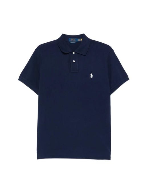 Polo Ralph Lauren Blue Slim Fit Mesh Polo Shirt for men