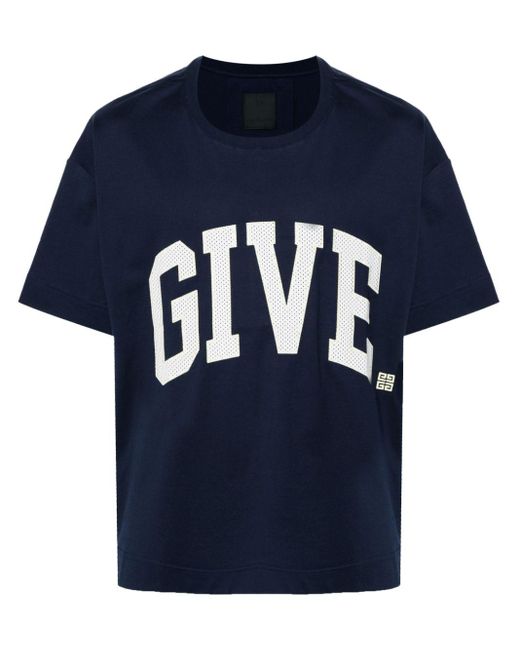 Camiseta con logo bordado Givenchy de hombre de color Blue