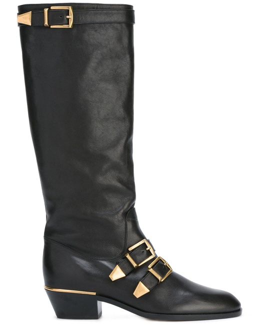 Chloé Black Knee-High Leather Boots