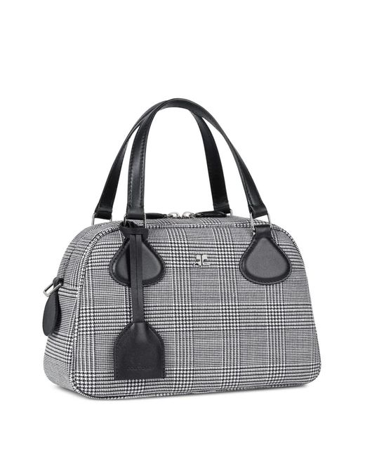 Courreges Gray Houndstooth Bowling Bag