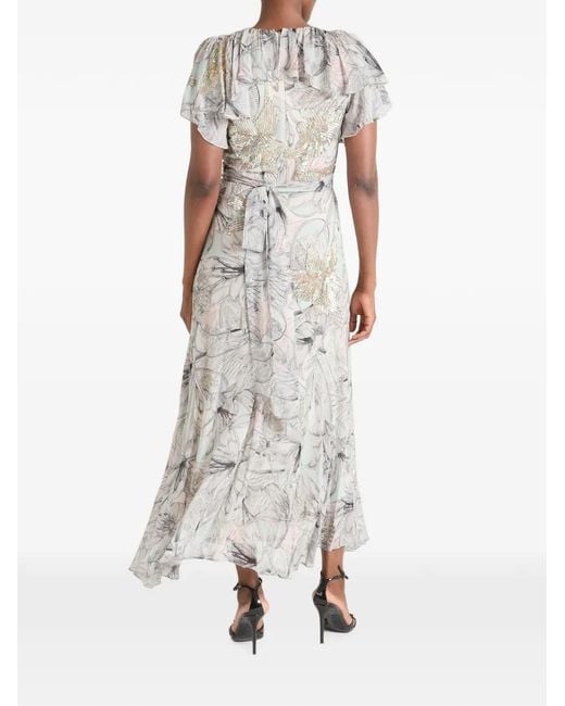 Temperley London White Nerissa Sequin-Embellished Ruffled Asymmetric Dress