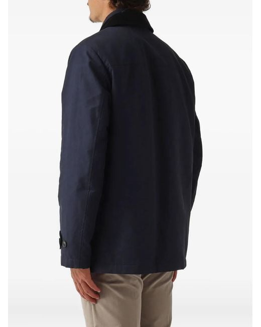 Fay Blue Double-Layer Corduroy-Collar Jacket for men