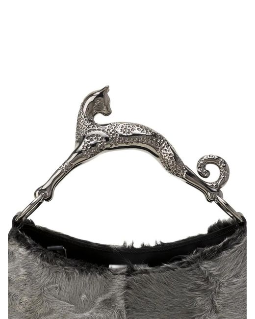 Lanvin Gray Animal Hardware Fur Tote Bag