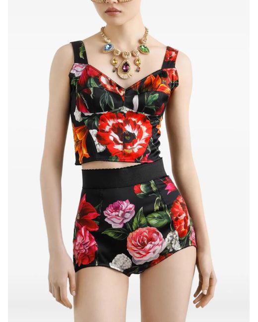 Dolce & Gabbana Red Floral-Print Top