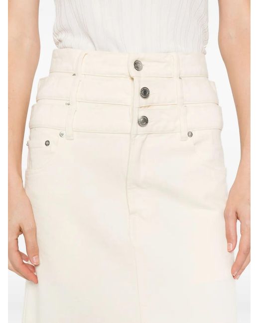 Viktor & Rolf White Triple Layer Denim Midi Skirt