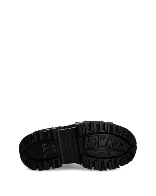 New Rock Black Studded Platform Sneakers